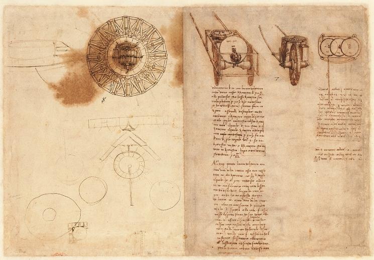 Codice Atlantico, f 1 recto di Leonardo da Vinci - Credits Veneranda Biblioteca Ambrosiana, Google Arts _ Culture