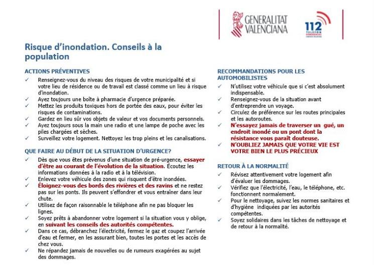 Les conseils de la Generalitat Valenciana en français