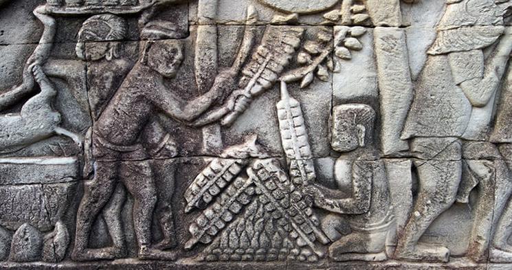 bas reliefs Bayon temple Brochettes