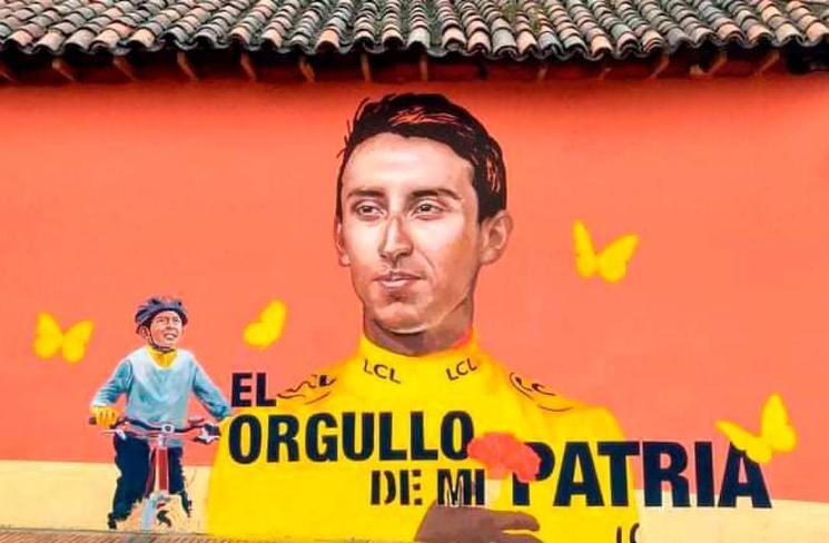 Graffiti de Egan Bernal, coureur cycliste colombien vainqueur du Tour de France 2019