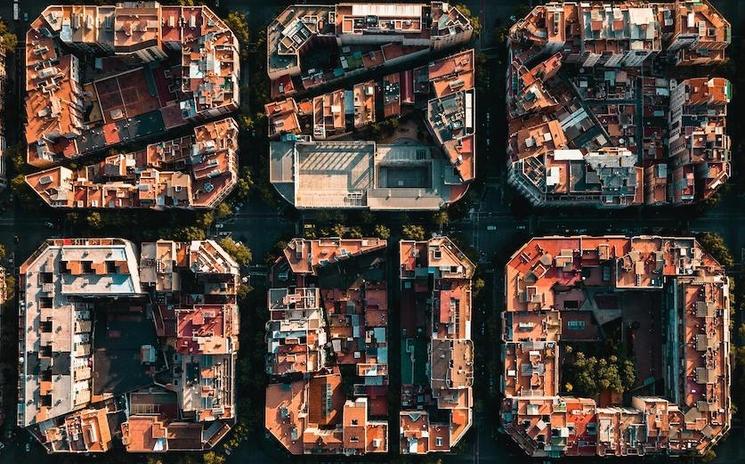 Vue érienne du les quartiers de Barcelone