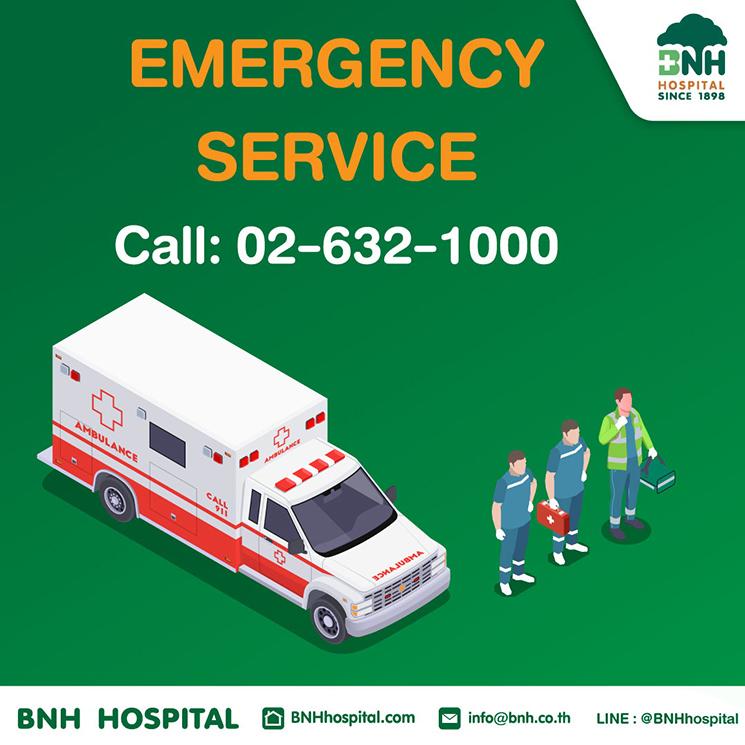 Affiche publicitaire pour les services d'urgences de l'hopital BNH a Bangkok