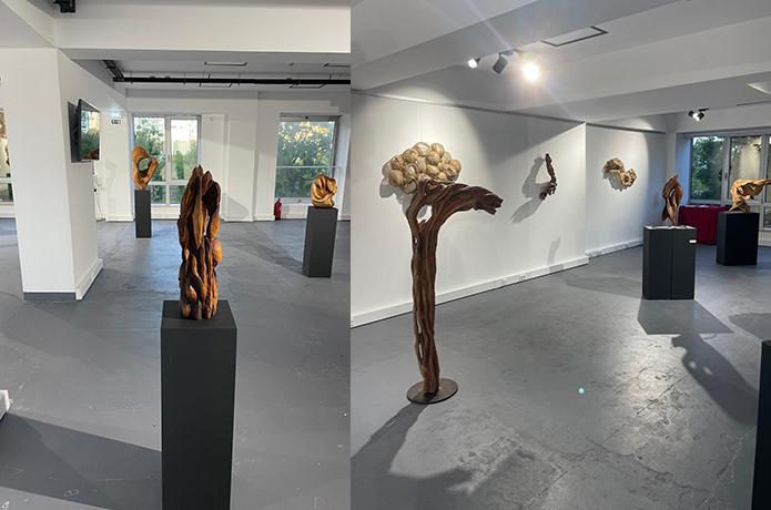Exposition de sculptures en bois au 3ème étage de l´Alliance Française de Lisbonne