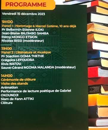 Programme de la Foire aux livres de Brazzaville, le  15 Décembre 2023