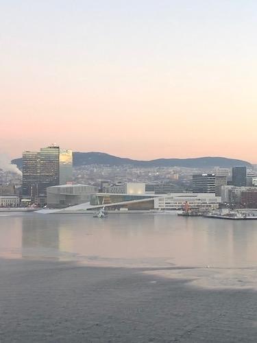 l'arrivée en ferry dans le fjord d'Oslo 