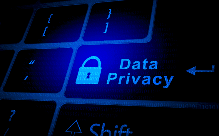 Clavier avec écrit "Protection des données"