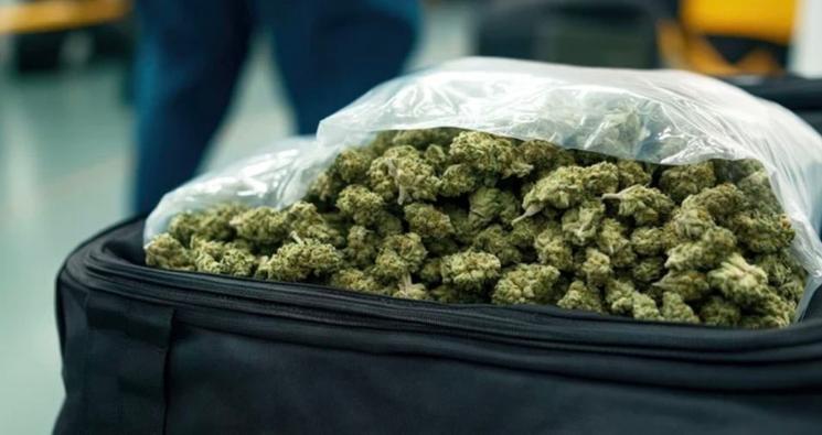 Valise pleine de cannabis 
