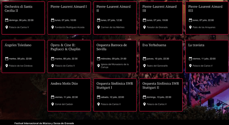 Toute la programmation sur le site Granada Festival: https://granadafestival.org/es/programa