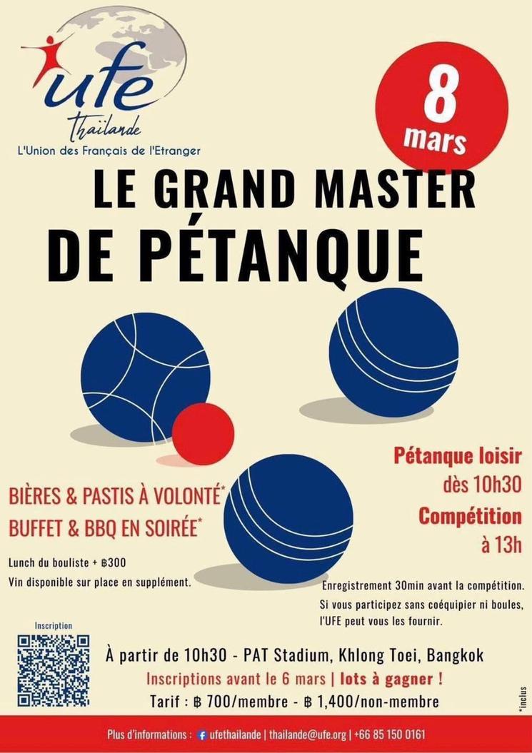Affiche grand master pétanque 2026 Bangkok 
