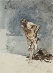  Mariano Fortuny y Marsal Hombre vestido con un trapo, c. 1869 Acuarela sobre papel, 328 × 232 mm Musée Goya, Castres, inv. 50-6-50 ©Ville de Castres-Musée Goya – B. Nicaise