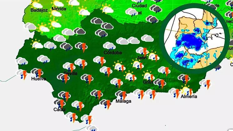 Météo ce mercredi en Andalousie avec la tempête qui touche la région. / AEMET - ECMWF