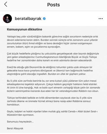 Berat Albayrak démission