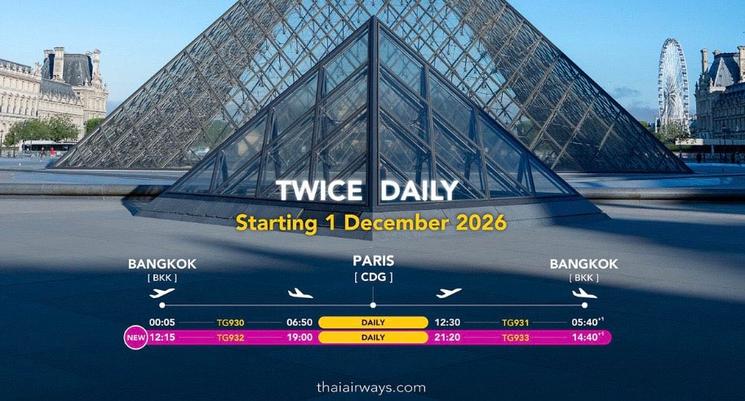 Horaires THAI Bangkok Paris 