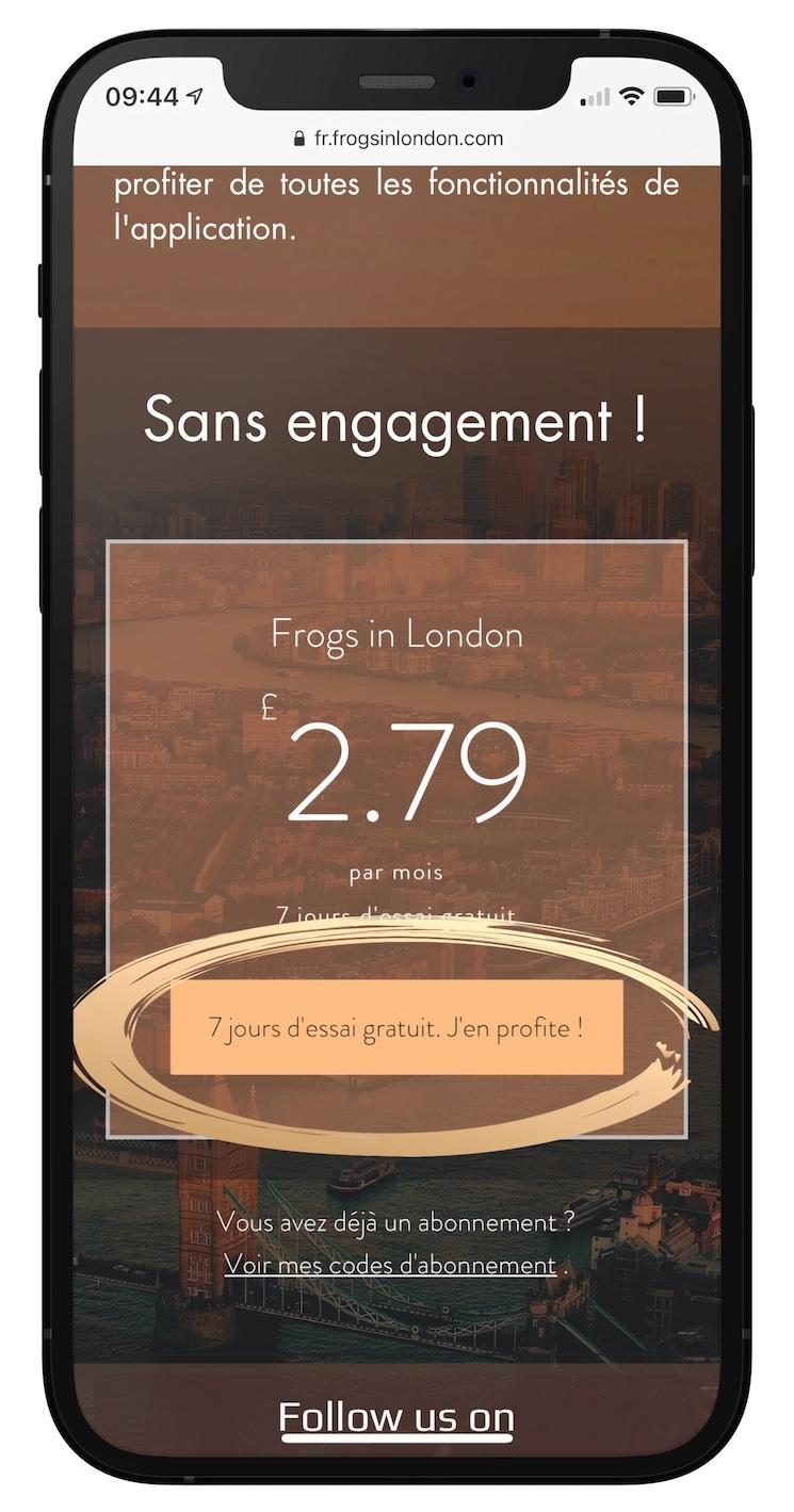 Le téléchargement de l'application frogsinlondon à la loupe