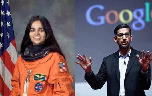 Kalpana Chawla, astronaute de la NASA (photo : NASA) et Sundar Pichai, CEO Google et Alphabet (Photo : Techlearn easy)