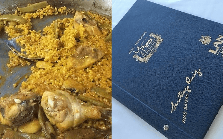 Une paella du restaurant la Pepica et la carte du restaurant