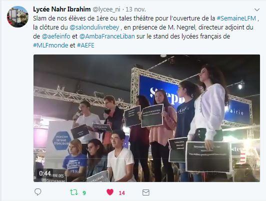 Slam de nos élèves de 1ère ou tales théâtre pour l’ouverture de la #SemaineLFM 