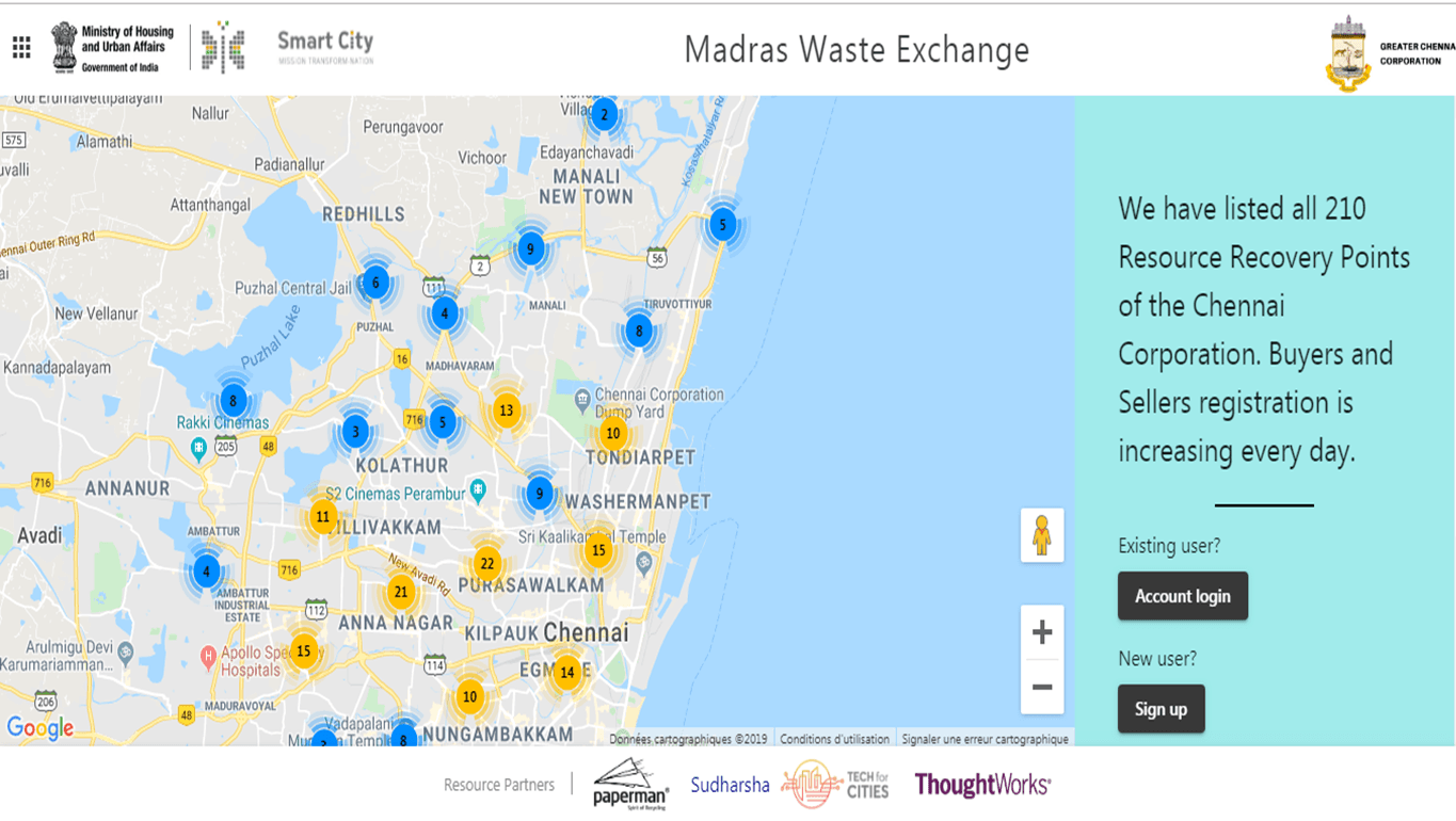 plateforme gestion déchets chennai madras 