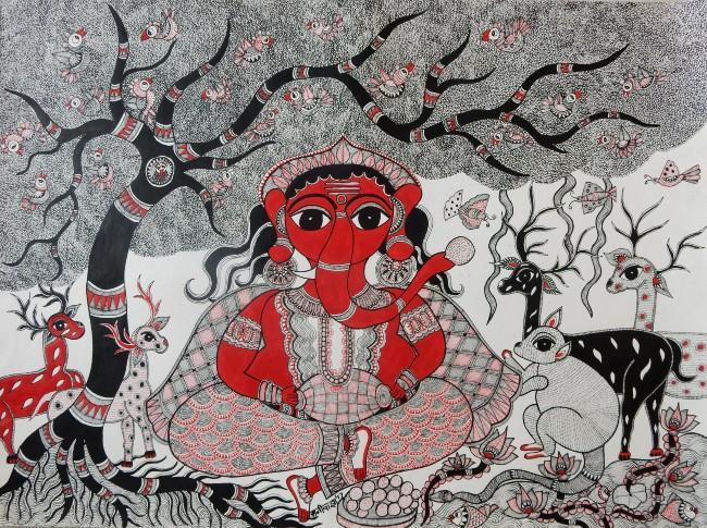 madhubani peinture ganesh inde