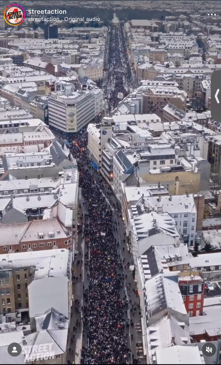 Des manifestants défilent dans les rues de Copenhague pour la Palestine