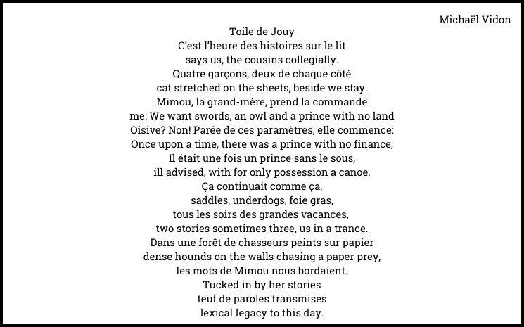 Poème Michaël Vidon