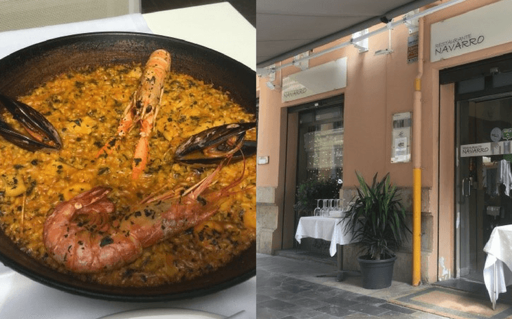 Une paella du restaurant Navarro et la devanture