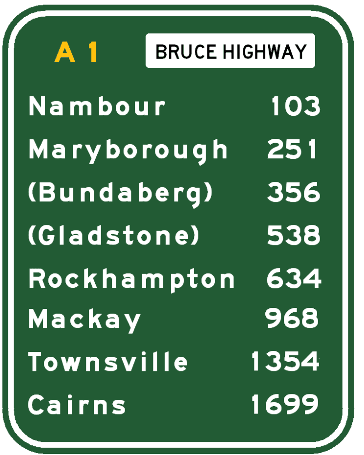 Panneau de signalisation route A1 Bruce Highway