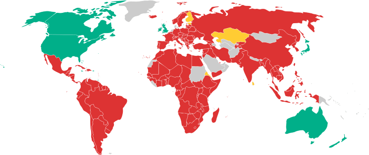 Cartographie des pays célébrant la journée internationale des travailleurs ou d'une variante différente du 1er mai ou de la Fête du travail