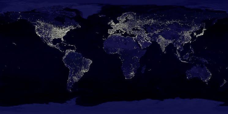 Pollution lumineuse Carte du monde