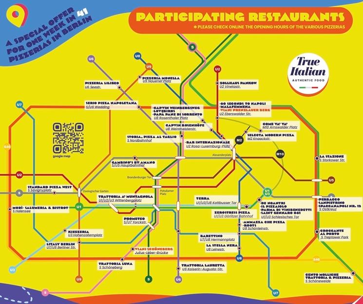 Carte des pizzerias participantes True Italian Pizza Week