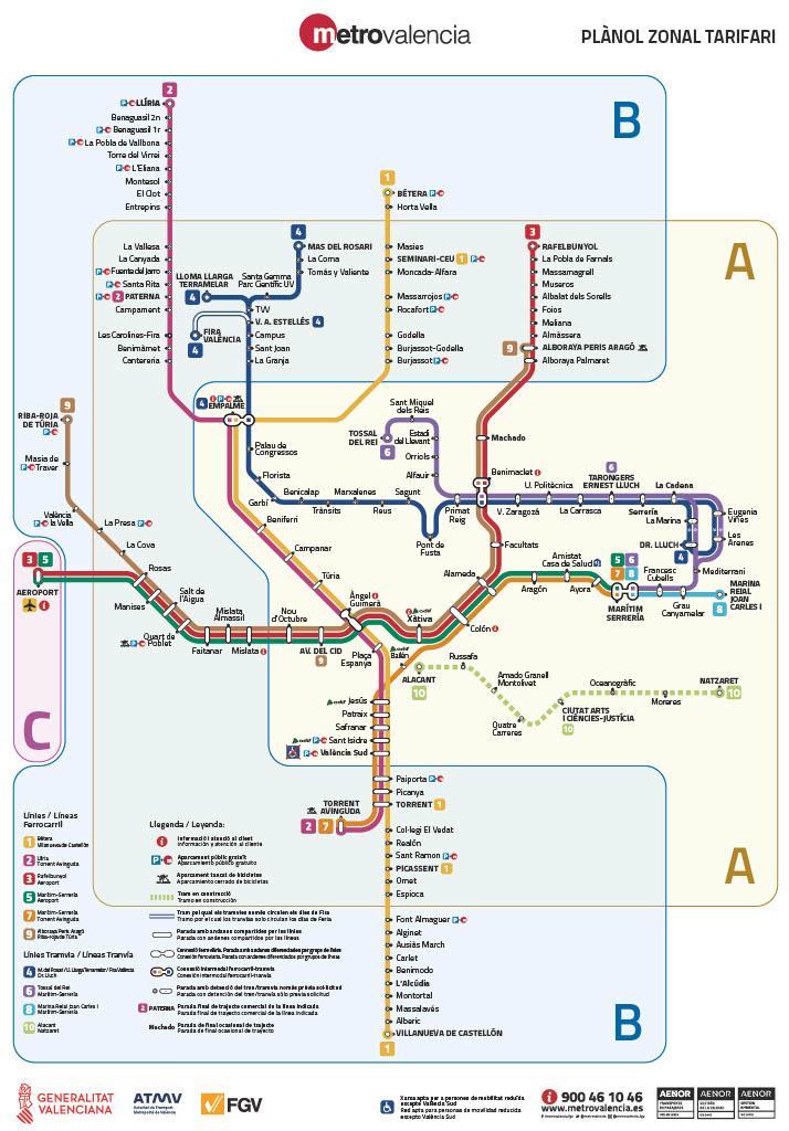 Le plan du metro de valencia 