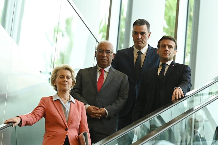 Pedro sanchez, emmanuel Macron, Antonio Costa et Ursula von der leyen