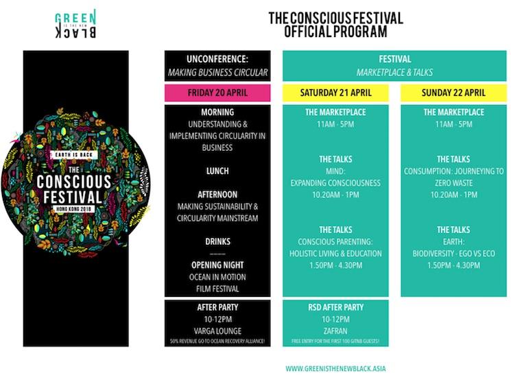 Programme de the conscious festival par green is the new black