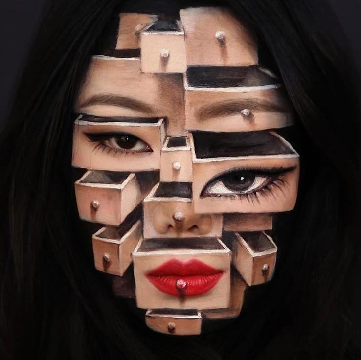 yoon da in maquillage illusion art peinture visages optique talent corée incroyable