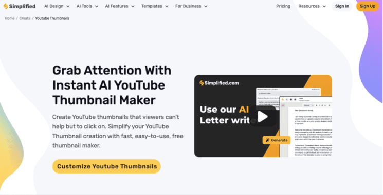 Simplified AI YouTube Thumbnail Maker