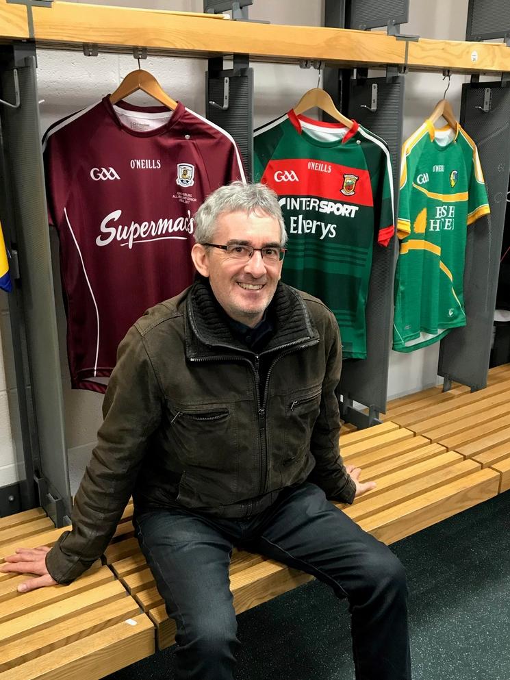 Sylvain Gâche dans les vestiaires de Croke Park en avril 2019. Photographie de Nelly Bris.