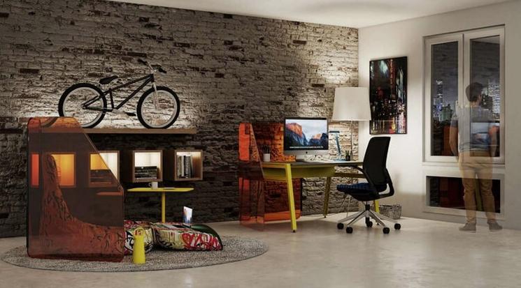 un bureau et chaise de travail dans un appartement