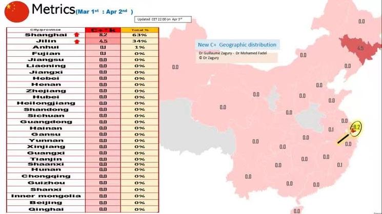 cas covid en chine carte