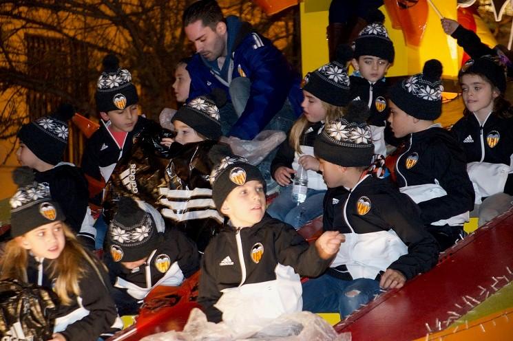 Les enfants du char du Valencia CF