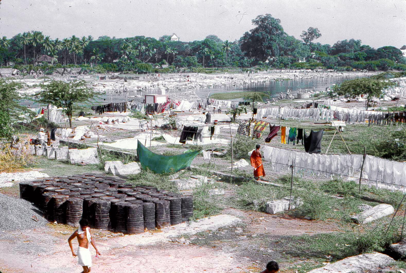  les dhobis sur l'Adyar vers Guindy, prise en arrivant de l'aéroport. 