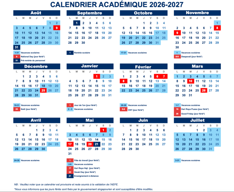 calendrier IFS année 2027 