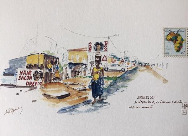 caroline davinroy, livre, impressions sud-africains, aquarelles, textes, afrique du sud, français, france, écrivain, mandela, soweto, constitution hill, joburg, cape town