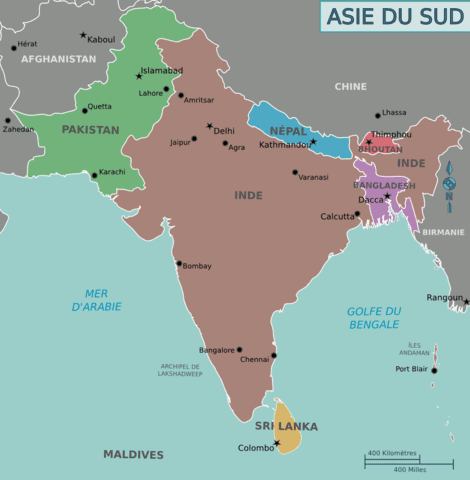 carte du sous continent indien