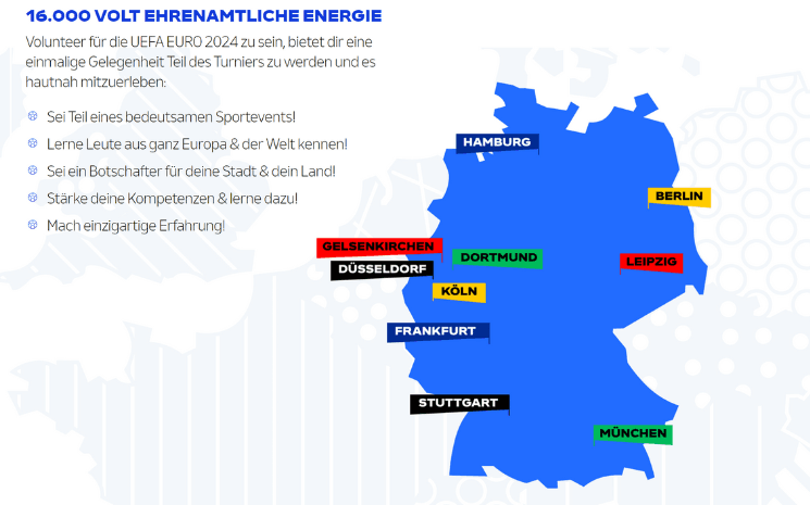 carte euro 2024 bénévoles villes allemagne