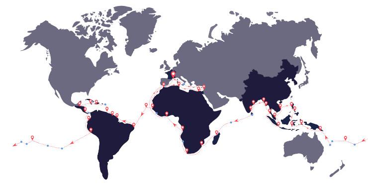 Carte de l'itinéraire de l'expédition