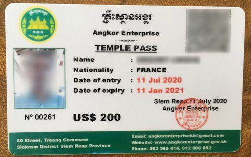 Carte d'accès au parc archéologique d'Angkor pour six mois