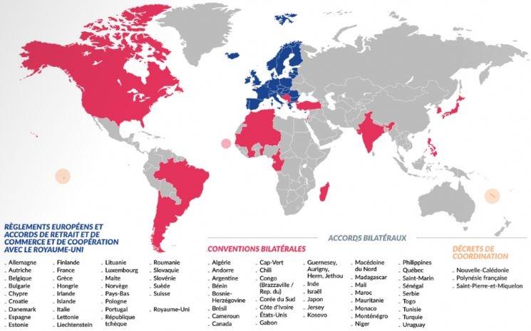 Accords de sécurité sociale signés par la France dans le Monde