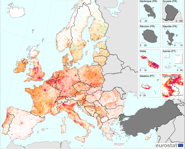 densité de population en europe et en espagne