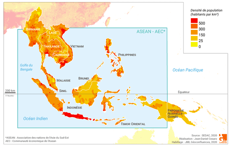 densité de population au Vietnam