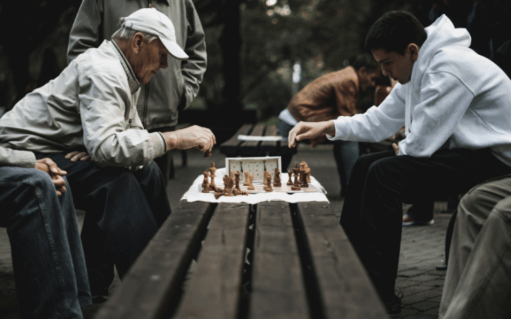 deux hommes jouant aux échecs